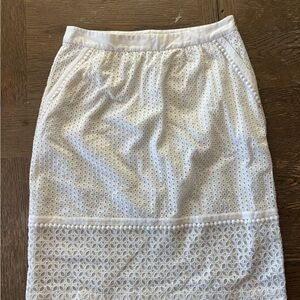 Boden White Eyelet Pencil Skirt